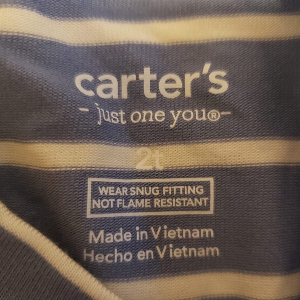 Carter's Blue and White Striped Pajama Set - Picture 4 of 6